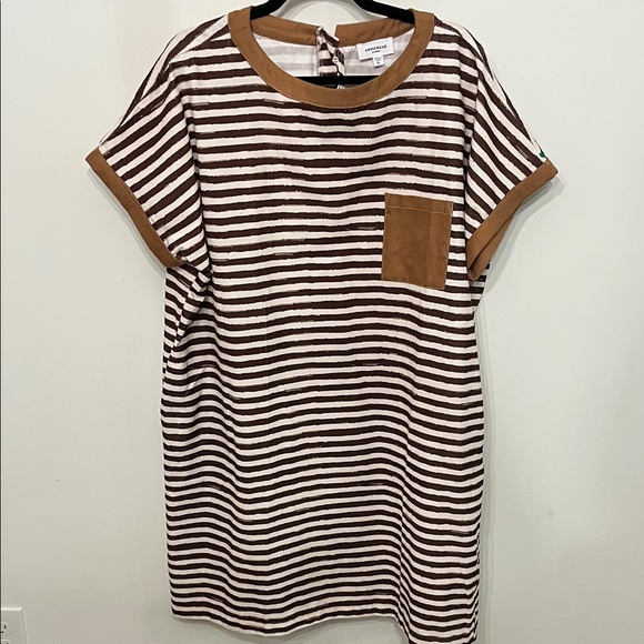 Anniewear Dresses & Skirts - Anniewear Striped Brown and White Mini Dress